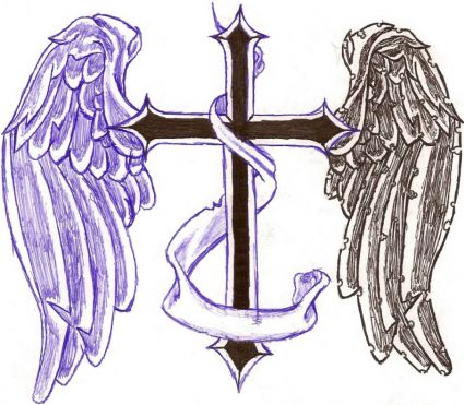 Angel Wings Cross Tattoos Design Image || Tattoo from Itattooz