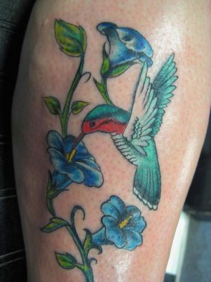 Premium Vector | Aesthetic floral hummingbird tattoo design
