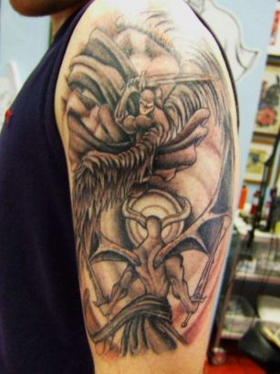 half sleeve tattoos angels and demons